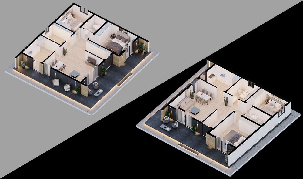 Compartimentare 3D pentru casă pe parter în Moara, Suceava
